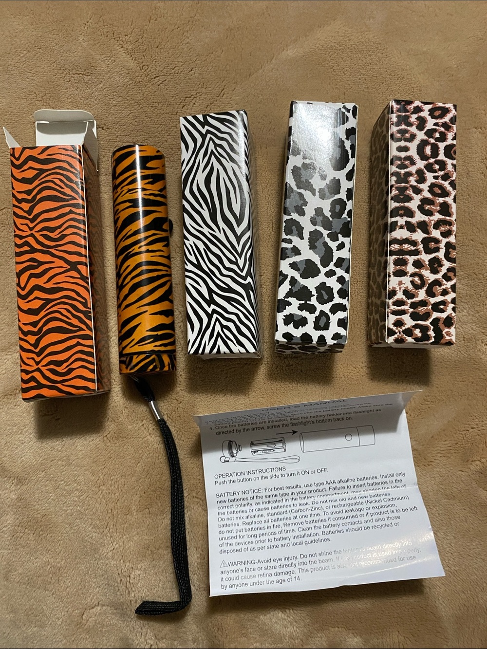 Portable Animal Print Flashlight Set (4)